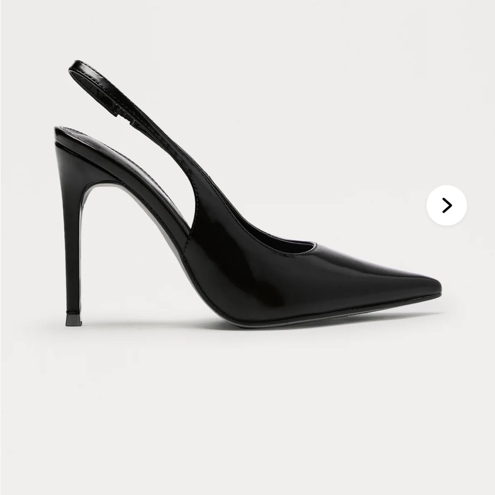 Fashion Nova Black Patent Slingback Pointed Pump